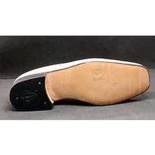 Adnan Shoes Erkek Krem Bej Bağsız  Deri Dikişli Kösele El Yapımı Ayakkabı
