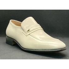 Adnan Shoes Erkek Krem Bej Tokalı Deri Dikişli Kösele Elyapımı Ayakkabı