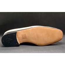 Adnan Shoes Erkek Krem Bej Tokalı Deri Dikişli Kösele Elyapımı Ayakkabı