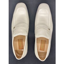 Adnan Shoes Erkek Krem Bej Tokalı Deri Dikişli Kösele Elyapımı Ayakkabı