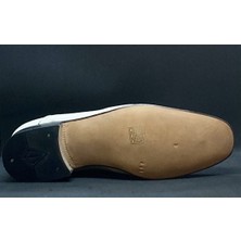Adnan Shoes Erkek Bej Krem Tokalı Düz Sade  Deri Elyapımı Dikişli Kösele Ayakkabı