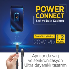 Polosmart PSM76 1.2 Metre Type-C To Lightning Şarj Kablosu Siyah