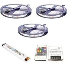 Asled 15 Metre Iç Rgb Şerit LED Ultra Slim Trafo Kumanda 3 Çip 5050 Double Pcb 15 mt Iç Set