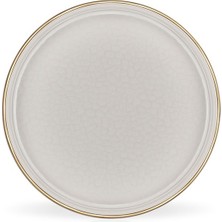 Glore Krem Altın Yaldızlı Seramik Tatlı Tabağı Takımı