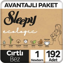 Sleepy Ecologic Premium Plus Avantajlı Paket Bebek Bezi 1 Numara Yenidoğan 192 Adet