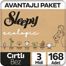 Sleepy Ecologic Premium Plus Avantajlı Paket Bebek Bezi 3 Numara Midi 168 Adet