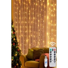 Trendpoint Technojet 3 x 2 Metre 200 Ledli Peri Telli Perde LED Işık Kumandalı Usb'li 8 Animasyonlu Günışığı