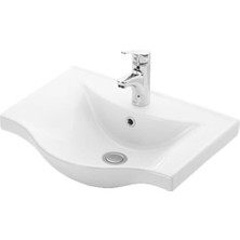 Özceden Yıldız Banyo Dolabı 55 cm Ayaklı Beyaz Mdf Alt Modül ve Lavabo