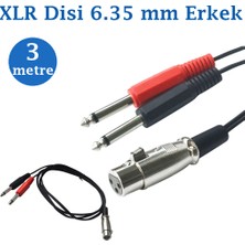 Mavi Ay Bilişim 3-Pin Xlr Dişi Çift 1/4 ''6.35MM Mono Erkek Trs Y Ses Kablosu - 3metre