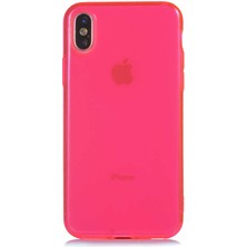 KZY Apple iPhone Xs Kapak Kamera Korumalı Neon Renkli Silikon Kılıf - Neon Pembe