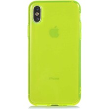 KZY Apple iPhone Xs Kapak Kamera Korumalı Neon Renkli Silikon Kılıf - Neon Sarı