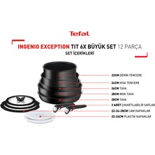 Tefal L76391 Ingenio Titanyum 6X Exception Büyük Tava ve Tencere Seti 12 Parça - 2100125491