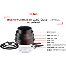 Tefal L76490 Ingenio Titanyum 3X Ultimate Büyük Tava ve Tencere Seti 12 Parça - 2100129591