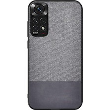 Microcase Xiaomi Redmi Note 11S 2022 (Global) Fabrik Kumaş ve Deri Desen Kılıf -Gri