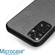 Microcase Xiaomi Redmi Note 11S 2022 (Global) Fabrik Kumaş ve Deri Desen Kılıf -Gri