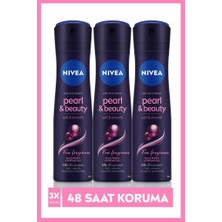 NIVEA Kadın Sprey Deodorant Pearl & Beauty Fine Fragrance 150 ml x3 Adet,48 Saat Anti-perspirant Koruma