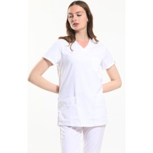 Likralı Dinamik  Doktor, Hemşire Forması – Kadın, Beyaz