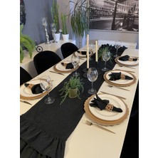 Vintage Çift Kat Fırfırlı Siyah   Runner