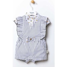 Babydola Kız  Bebek Pamuklu Fırfır Kenarlı Arkadan Çapraz Bağlamalı 2 Li Salopet Tulum