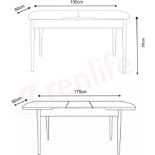 Renlife Yemek Masası Ahşap Masa Mutfak Masası Takımı 6 Kişilik Masa Açılır Kapanır Masa(Siyah Mermer)