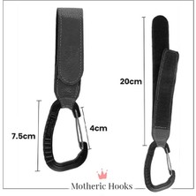 Motheric Hooks Gerçek Deri Bebek Arabası Askısı Siyah (2’li Set)