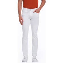 Hatemoğlu Erkek Beyaz Regular Fit Yüksek Bel Düz Paça Basic Kot Pantolon