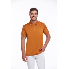 Hatemoğlu Erkek Turuncu Regular Fit Merserize %100 Pamuk Basic Polo Yaka Tişört