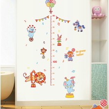 Crystal Kids Sevimli Sirk Hayvanları Boy Ölçer Duvar Sticker Bebek ve Çocuk Odası Dekoru