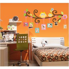 Crystal Kids Bebek Odası Dekorasyonu Renkli Resim Çerçeveli Baykuşlar Duvar Sticker