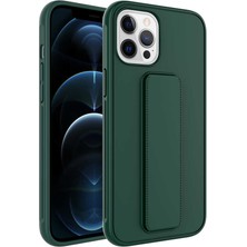 Kap Aksesuar Apple iPhone 12 Pro Max Kılıf Mat Renkli Standlı Tutacaklı Kapak