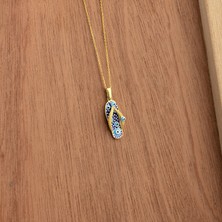 Ravza Gümüş 925 Ayar Gümüş Nazar Boncuklu Parmak Arası Terlik Kolye