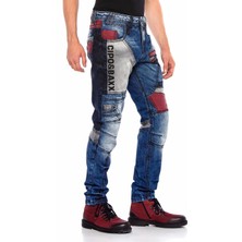 Cipo & Baxx CD574 Nakışlı Parçalı Renkli Yamalı Regular Kot Pantolon
