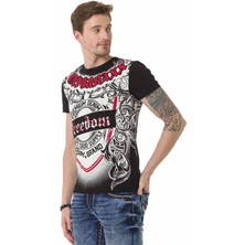 Cipo & Baxx CT690 Desenli Siyah O Yaka Tişört