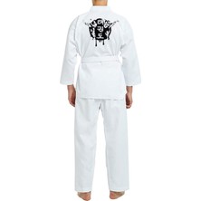 Top Glory Fitilli Beyaz Yaka Baskılı A20 Taekwondo Elbisesi Dobok
