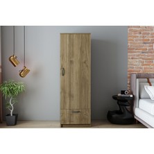 Derya Dekor Santa Tek Kapak ve Askılı Gardırop Isanbul Ceviz