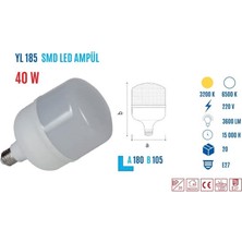 Ycl  LED Torch Ampul 40W Beyaz  YL-185