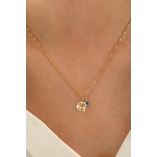 Milet Kuyumculuk 14 Ayar Altın Singapur Zincir Fil-Göz Kolye