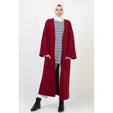 İlmek Kadın Kahve Kimono Kol Cepli V Yaka Hırka 4100