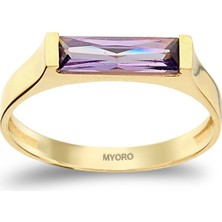 MYOROGOLD 14 Ayar Altın Amatis Taşlı Baget Yüzük