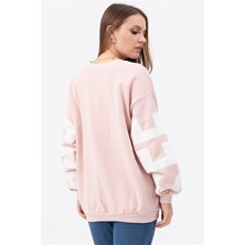 Vestamark Oversize Baskılı Pembe Sweatshirt