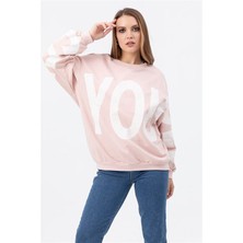Vestamark Oversize Baskılı Pembe Sweatshirt