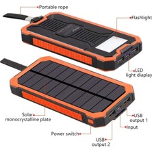 Eknoair Yeni Versiyon 18.000 Mah Solar Güneş Enerjili Taşınabilir Şarj Powerbank Kampçı Powerbank