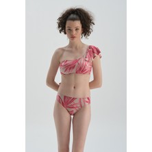 Dagi Fuşya - Gri Tek Omuz Volanlı Bikini Üst