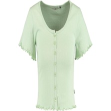 Org Marka  Eemıe Kol Etek Ucu Fırfırlı 7 Dugme Kısa Kol Body Fıstık Yesıl-M