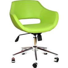 Bluetick Fıstık Yeşili Home Office Çalışma Koltuğu Suni Deri Metal Ayaklı Ofis Çalışma Sandalyesi TR1003