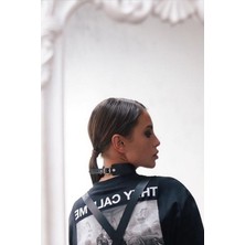 Sweet Demon Kadın Ipli Arkadan Ayarlı Bağlamalı Şık Deri Choker Tasma Boyun Aksesuar Siyah