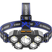 Cadde Outlet Rc-21 Şarjlı 5 LED 5x T6 Cree LED 36000 Lümen Profosyonel Kafa Feneri Lambası 4 Modlu