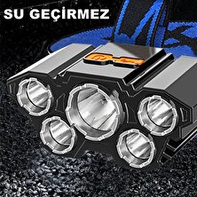 Cadde Outlet Rc-21 Şarjlı 5 LED 5x T6 Cree LED 36000 Lümen Profosyonel Kafa Feneri Lambası 4 Modlu