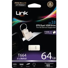 LinkTech T664 Premium Dual 90MB/S 64GB Type-C Otg Flash Bellek
