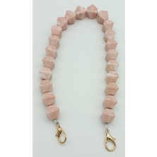 Angel Çanta Aksesuar Akrilik Sekizgen Boncuklu Pudra Renk 50 cm Çanta Sapı